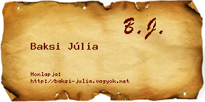 Baksi Júlia névjegykártya